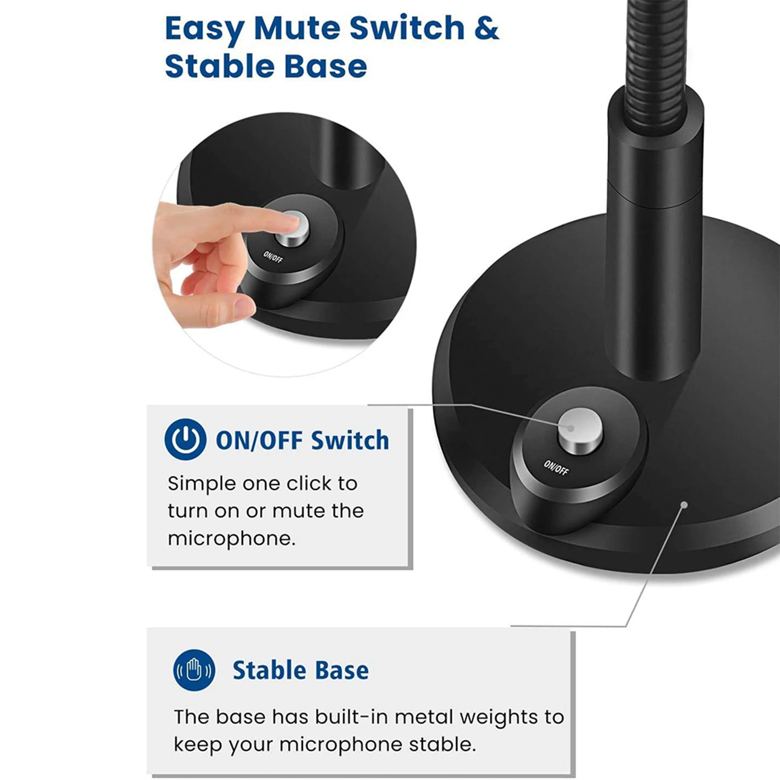 

Gooseneck Desktop USB Microphone Teaching School Office Work Conference for Recording Gaming Live Broadcast Streaming
