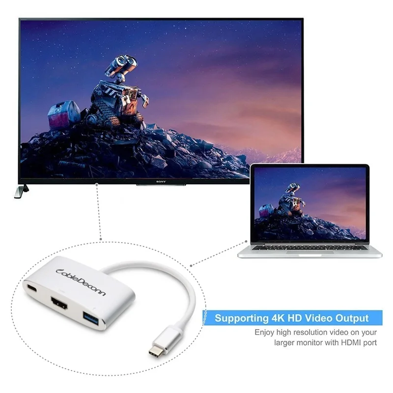 Thunderbolt 3 dock usb Type-C hub to HDMI USB 3.0 USB-C Charge Adapter cable 3in1 Multifunction converter for Macbook 2017 dell |