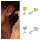 Серьги-гвоздики женские из серебра 925 пробы, с фианитами