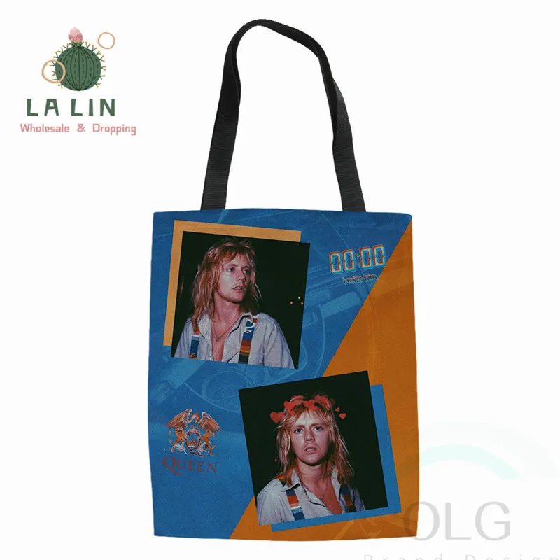 Лялина Roger Taylor принт Для женщин плечевая Хлопковая Сумка для покупателя стильная