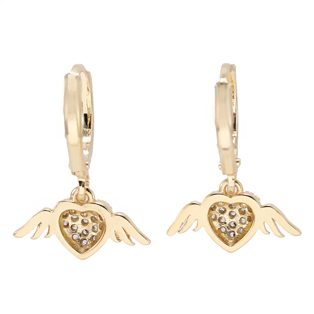 Маленькие модные серьги подвески с кубическим цирконием в форме сердца и ангела