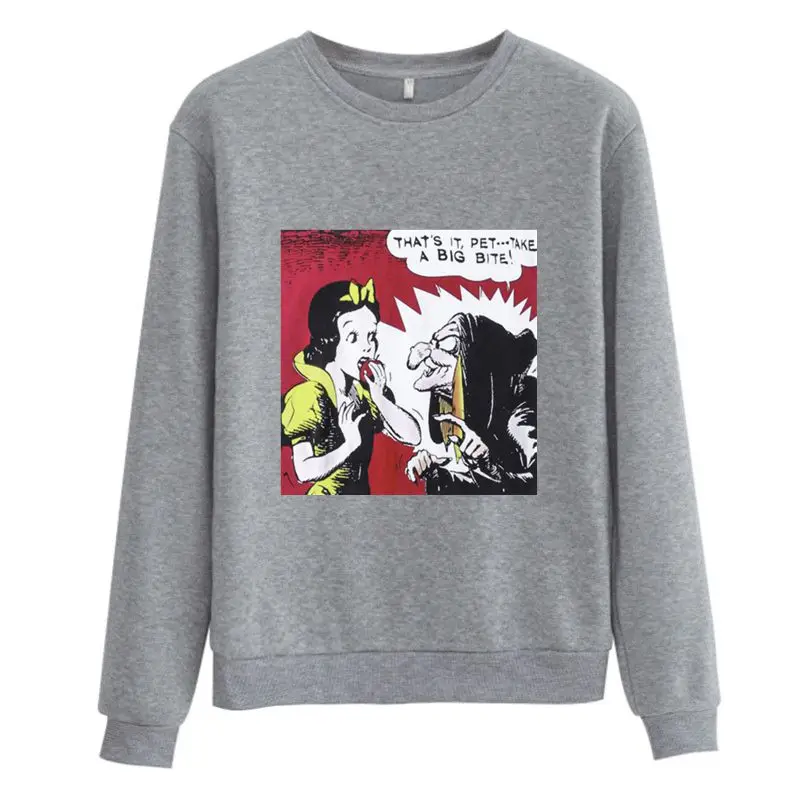 Disney Snow White and the Witch Anime Frauen Sweetshirts Autumn Winter 2021 Long Sleeve White Black Pullover Tops 90s Aesthetic