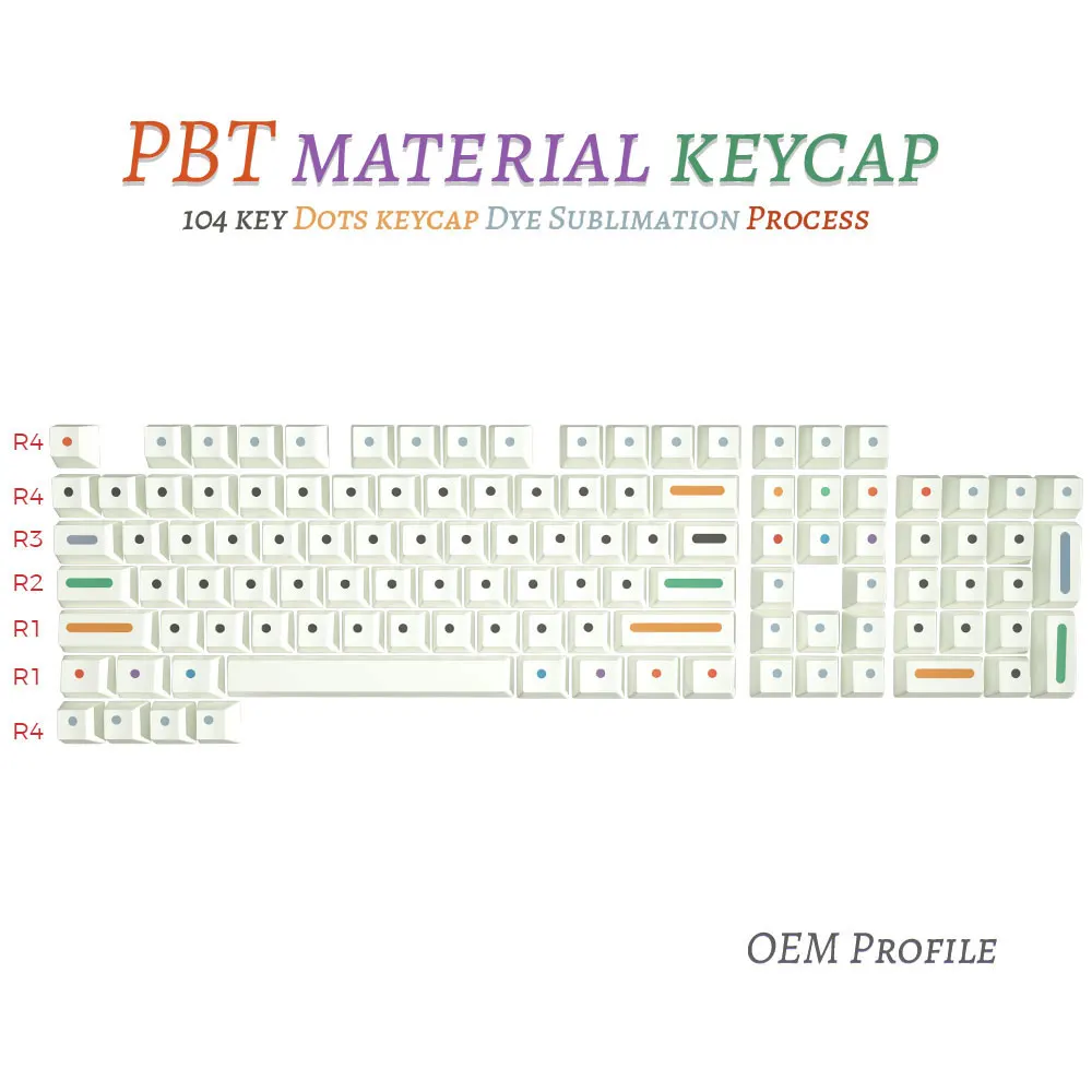 104 keysset white colour dots keycaps oem profile pbt key caps for gaming mechanical keyboard switch dye sublimation key cap free global shipping