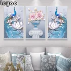 Абстрактная трехмерная ваза павлина в западном стиле, набор из 3 предметов, алмазная живопись, настенные картины для гостиной