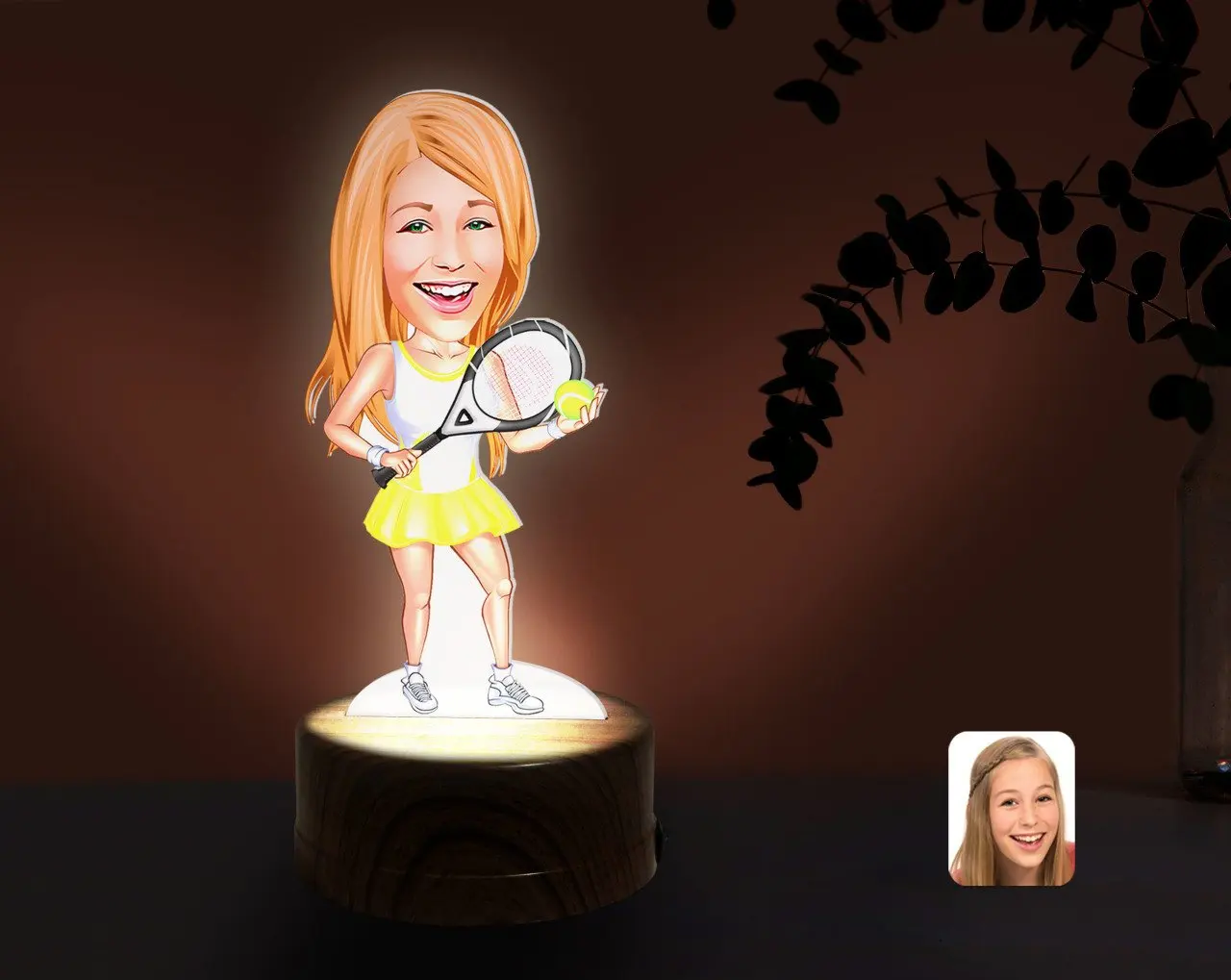 Персонализированные Для женщин с теннисисткой карикатура декоративные 3D брелок