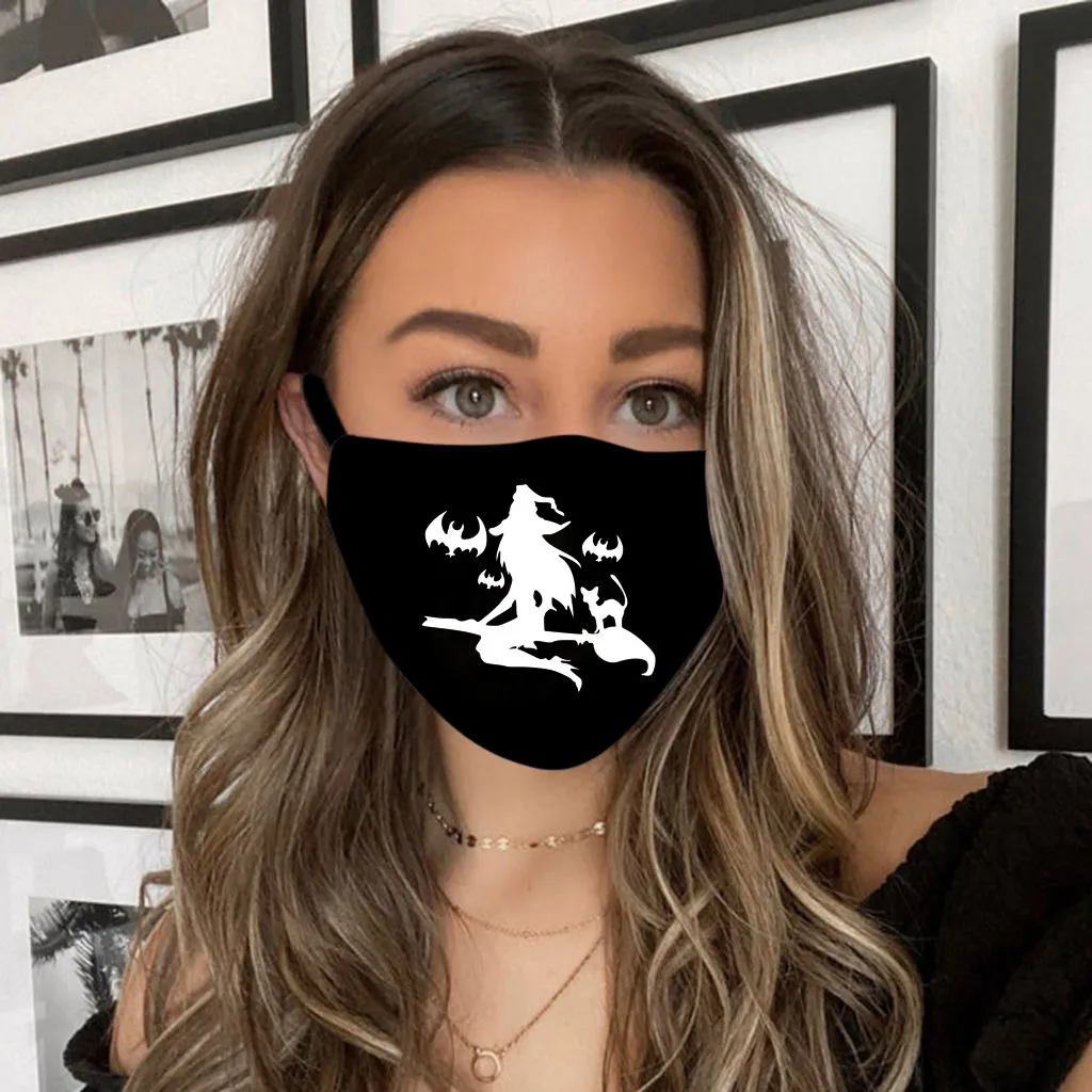1 шт. Хэллоуин черный хлопок рот маски вечерние защита принт ведьмы маска для лица