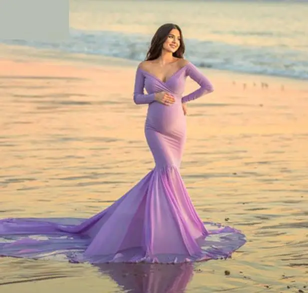 Платье для беременных с длинным рукавом и v образным вырезом платье макси