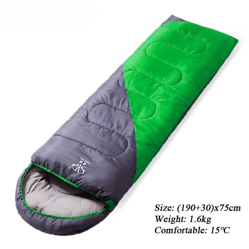 Green 1600g Зимний взрослый летний компактный спальный мешок хлопок конверт тип спальный мешок сплайсинга одиночные спальные мешки для кемпинга оборудование - Цвет: Green 1600g
