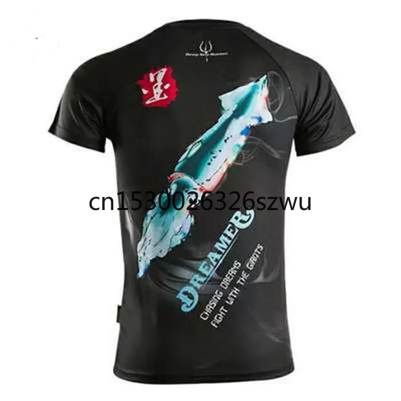 

Men Fish Print Fishing Clothes Black Short Sleeve Cool Fishing Shirt Summer Breathable Sunscreen Fishing Clothing M-XXXL