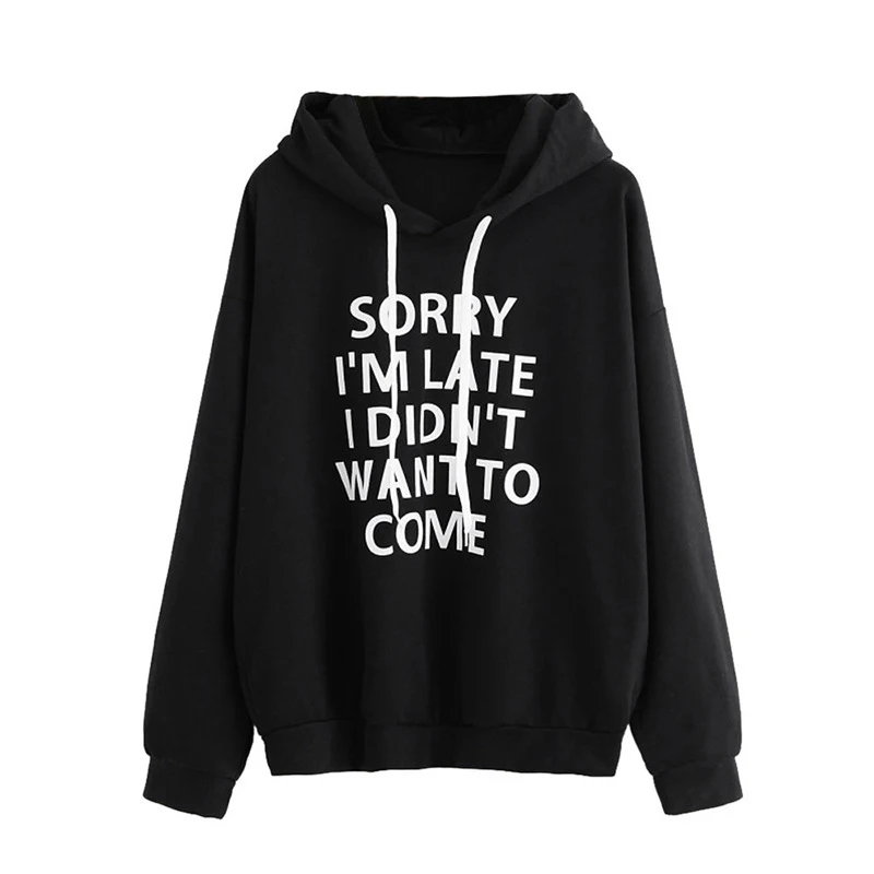 Style B Black Oh Yes повседневные толстовки с буквенным принтом, Женская толстовка, новинка, зимний флисовый пуловер с капюшоном, плотные свободные женские толстовки, верхняя одежда - Цвет: Style B Black