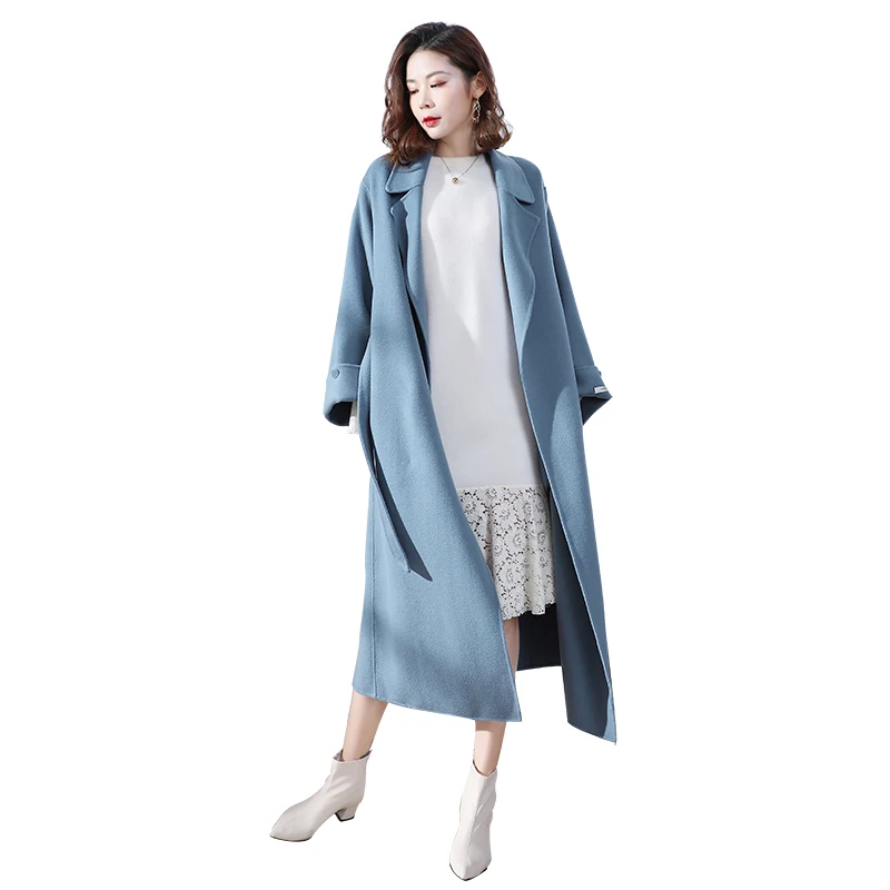 2019 осенне-зимнее шерстяное пальто для женщин ручной работы двухстороннее