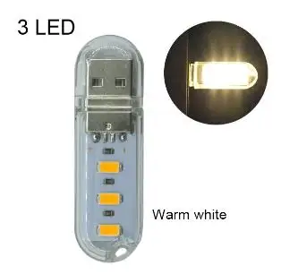 3leds warm DC 5 В Мини светодиодный Ночной светильник, портативный 10 светодиодный s 24 светодиодный s USB настольная лампа для чтения, сгибаемый удлинитель, адаптер для США, книжный светильник s - Испускаемый цвет: 3leds warm
