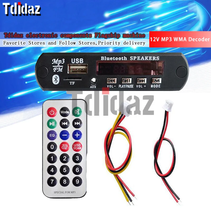 

Плата декодера MP3 WMA 12 В, аудио модуль, USB TF Радио Bluetooth, беспроводной музыкальный Автомобильный MP3-плеер с дистанционным управлением