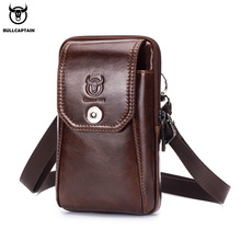 Bullcaptain-riñonera de cuero genuino para hombre...