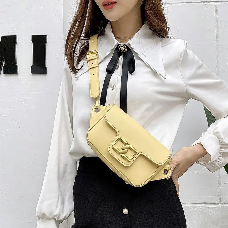 

Leather Bag Luxury Lady Handbag High Quality Simple Messenger One Shoulder Wide Shoulder Strap Special Lock Handbag Design Black