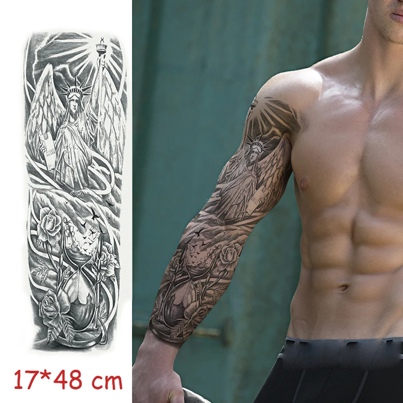 Водостойкая временная татуировка-наклейка с буквами Тотем на всю руку цветная