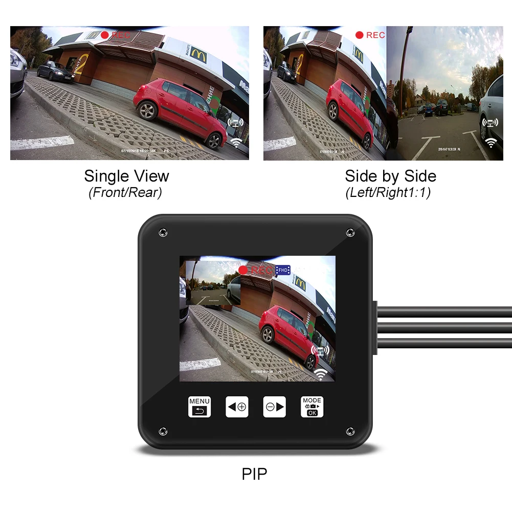 1080P двойной объектив Водонепроницаемая мотоциклетная камера экшн на