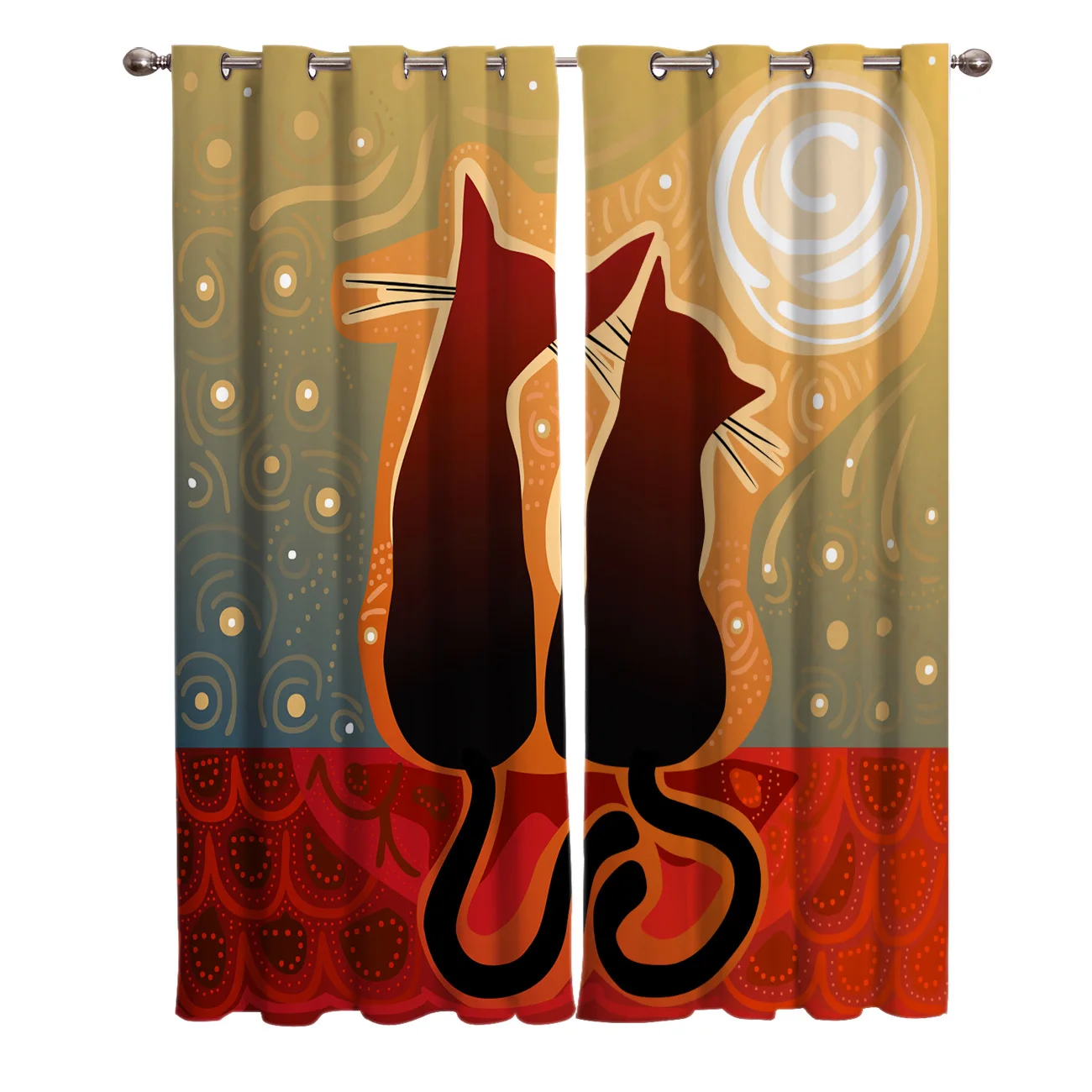 Cat Lover Silhouette Window Curtains for Living Room Decorative Items | Дом и сад