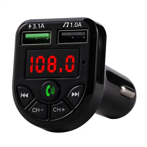 Светодиодный FM-трансмиттер Bluetooth 5,0, автомобильный комплект, автомобильное зарядное устройство с двумя USB-портами а 1 А, USB MP3 музыкальный плее...