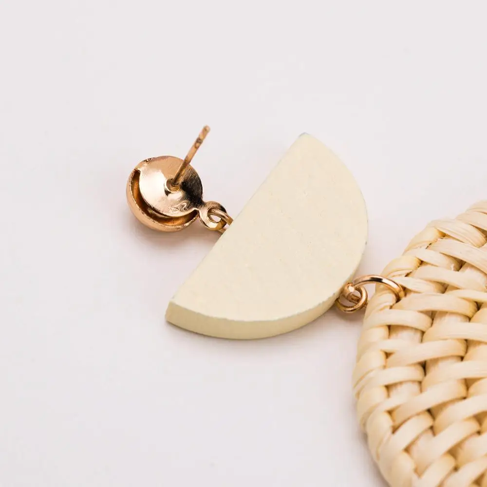 Модные крупные брендовые Многослойные плетеные женские серьги кольца из дерева