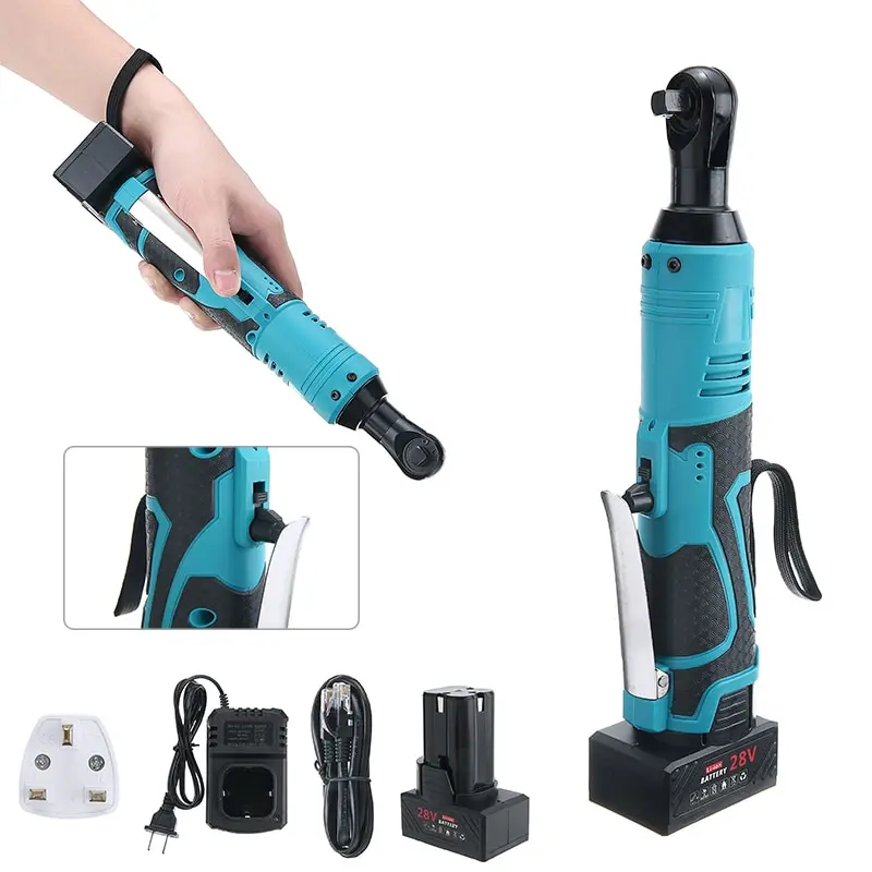 

28V 3/8" Electric Cordless Right Angle Wrench 85Nm Ratchet Wrench To Car Repair Tool Removal Screw Nut Angle Drill Screwdriver