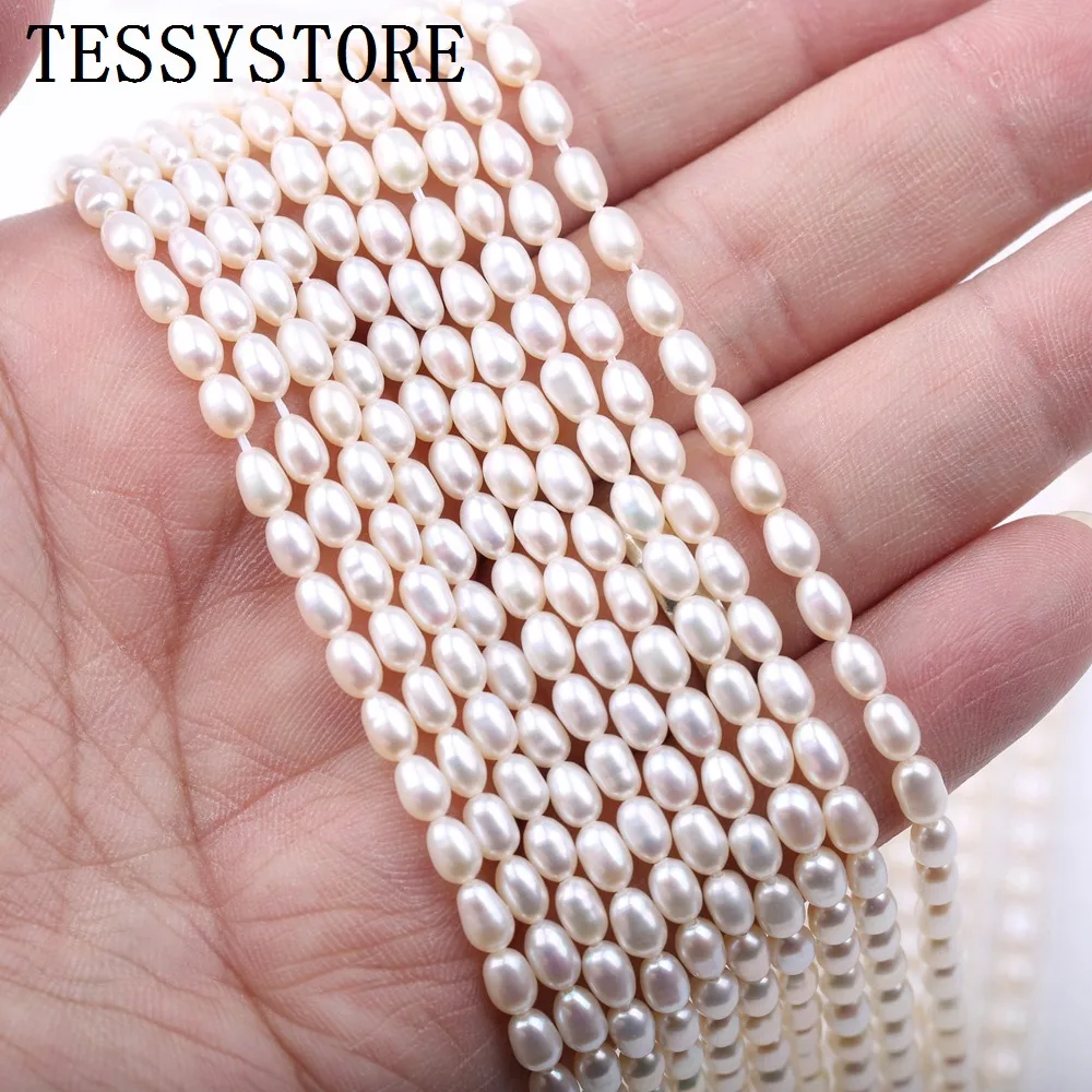 Perlas naturales de agua dulce de alta calidad, cuentas sueltas con forma ovalada y agujero recto para la fabricación de joyas, accesorios para collares DIY, 70 Uds.