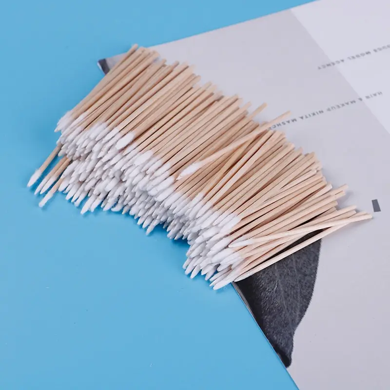 

300pcs/lot Makeup Color Wood Handle Cotton Swabs Eyebrow Tattoo Nail Seam Dedicated Dirty Picking Mini Tip Head Cotton Swab