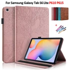 Кожаный чехол-книжка с тисненым деревом для Samsung Galaxy Tab S6 Lite, чехол P610 P615, чехол-бумажник для планшета для Galaxy Tab S6 Lite, чехол