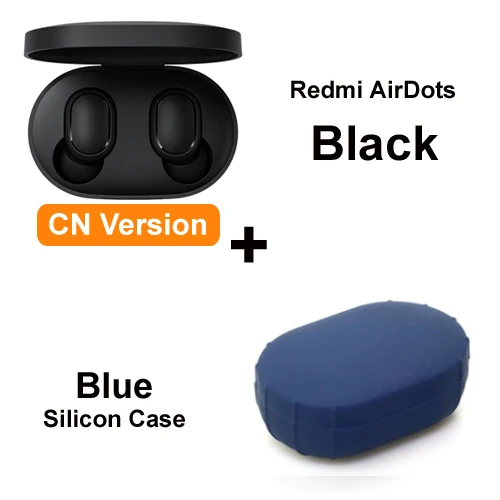 Inlock Xiaomi Redmi Airdots Xiaomi Беспроводные Наушники управление голосом Bluetooth 5,0 контроль шумоподавления - Цвет: CN add Blue Case