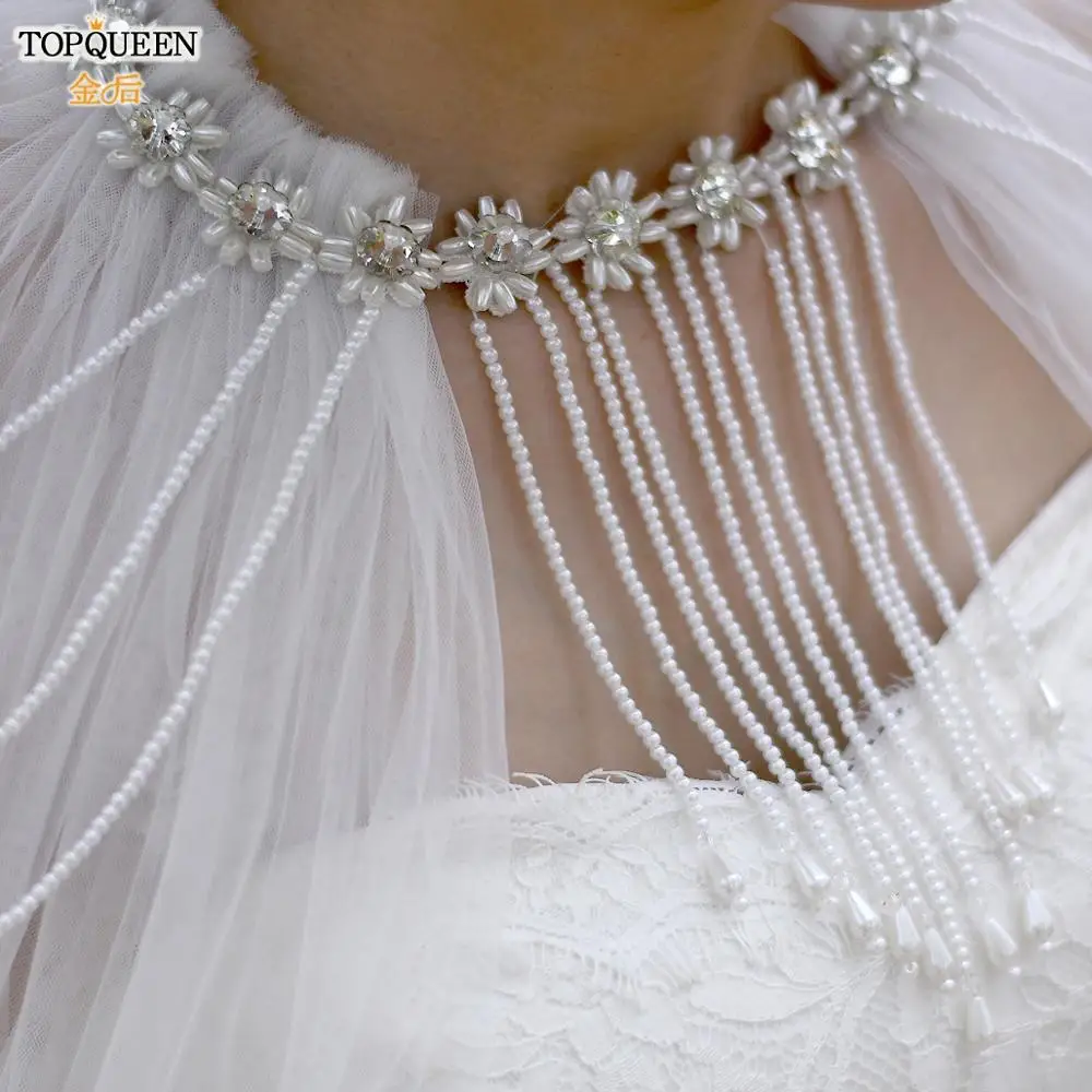 TOPQUEEN G03T свадебное болеро с длинным шлейфом шали свадебная накидка-Фата Женская