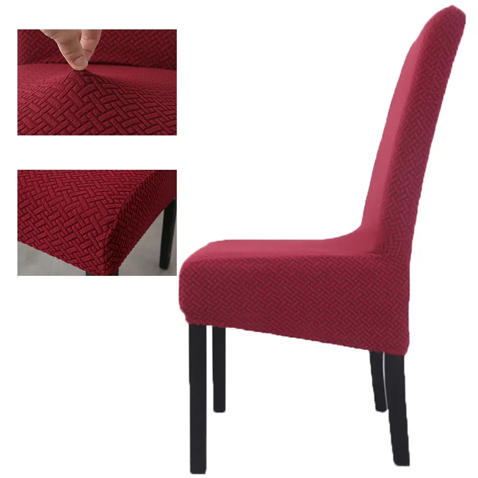 Wine red Высокие эластичные жаккардовые XL размер эластичные чехлы на кресла накидка на стул из спандекса для столовой/кухни дома de chaise - Цвет: Wine red
