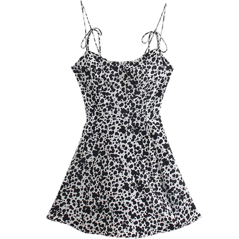 

Cotton Ocean Australia Niche Sweet Cool Slim and Sexy Suspender Dress 21 Spring and Summer Small Slim Leopard Print Suspender