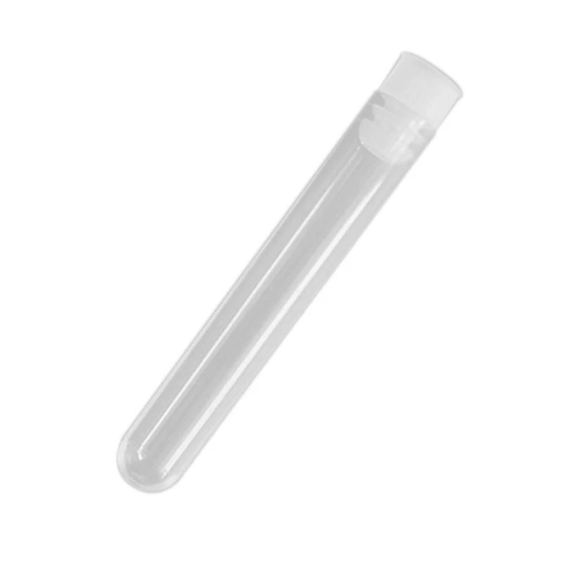 

100Pcs 12X100mm Transparent Laboratory Clear Plastic Test Tubes Vials with Push Caps School Lab Supplies