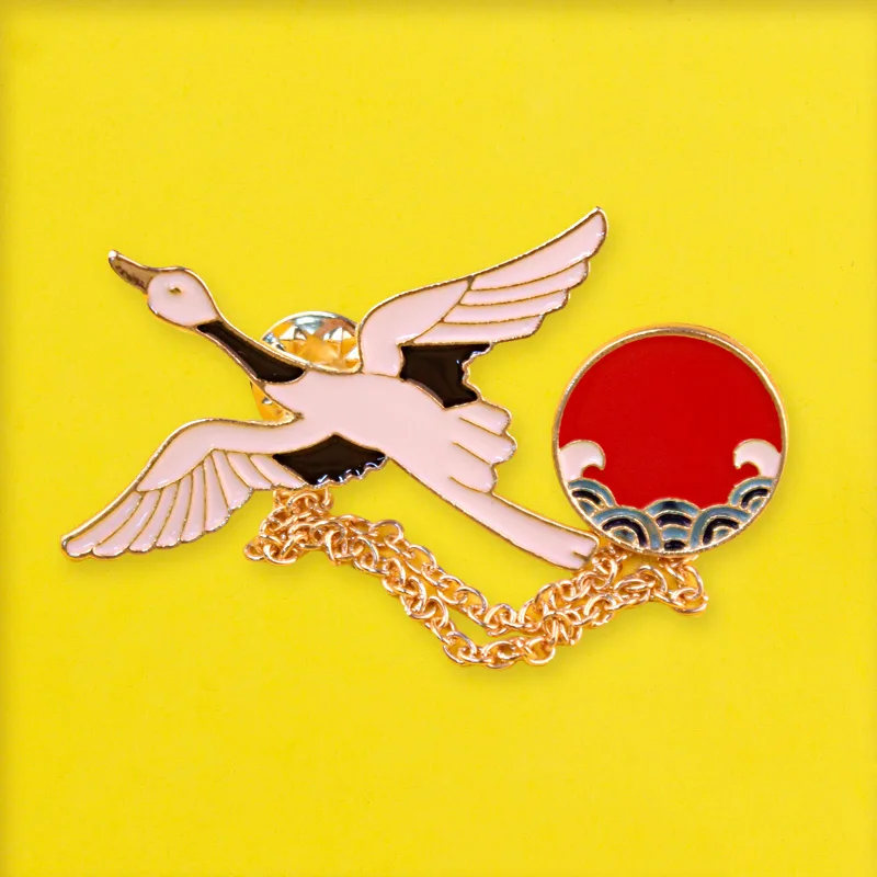 Красивая брошь с дизайном журавль птица нашивки на рюкзаке Значки для одежды