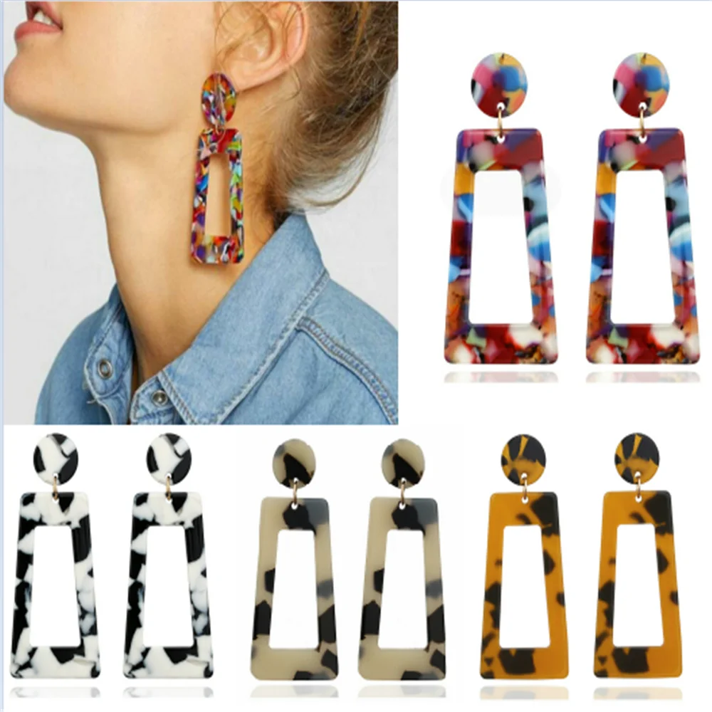 Женские акриловые серьги подвески корейские геометрические элегантные