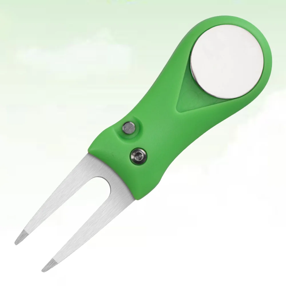 

Stainless Steel Grass Repair Tool Divot Tool Fork ABS Handle Folding Greens Fork Training Tools (Black)