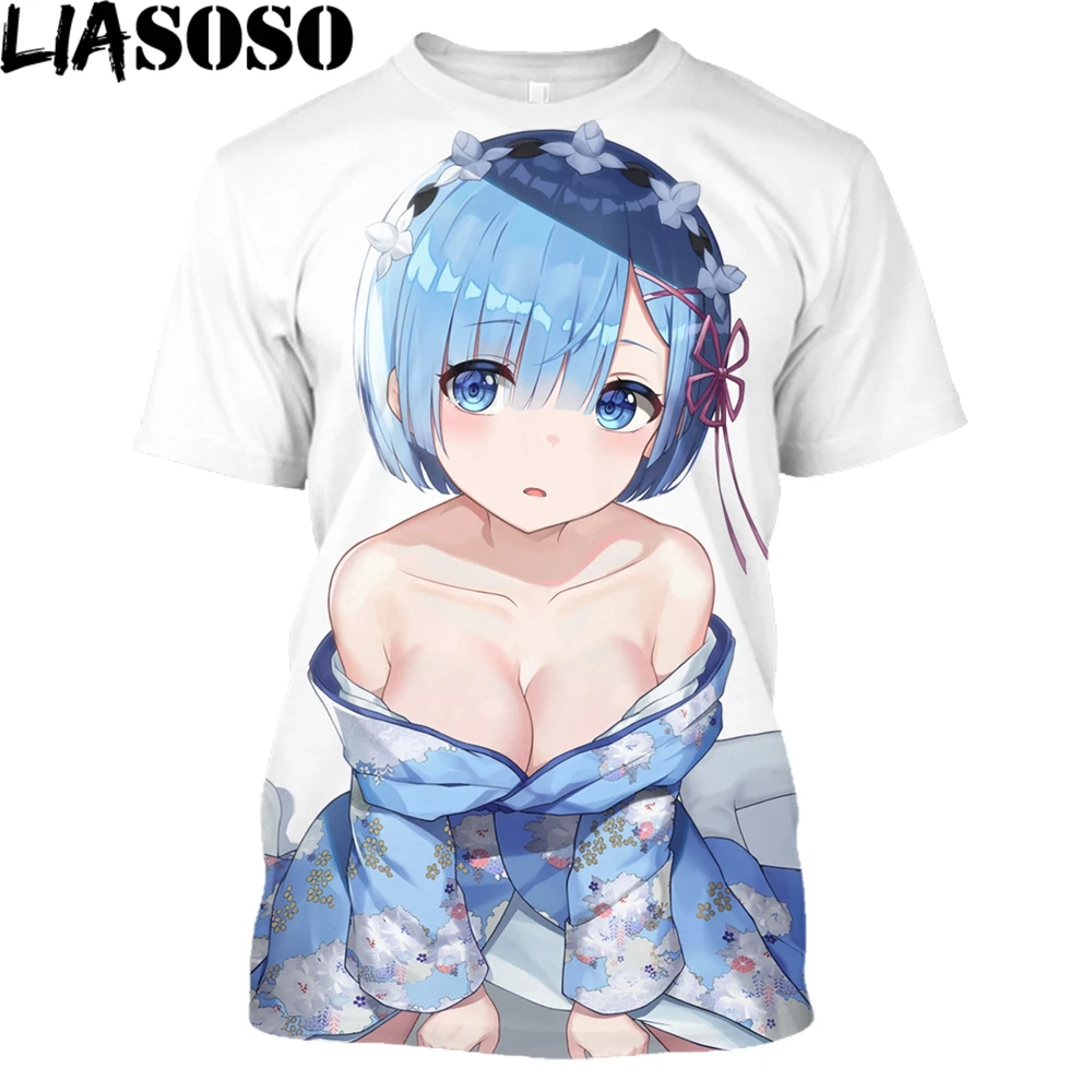 Футболка с коротким рукавом для косплея аниме Re:zero Twin Ram Rem | Мужская одежда