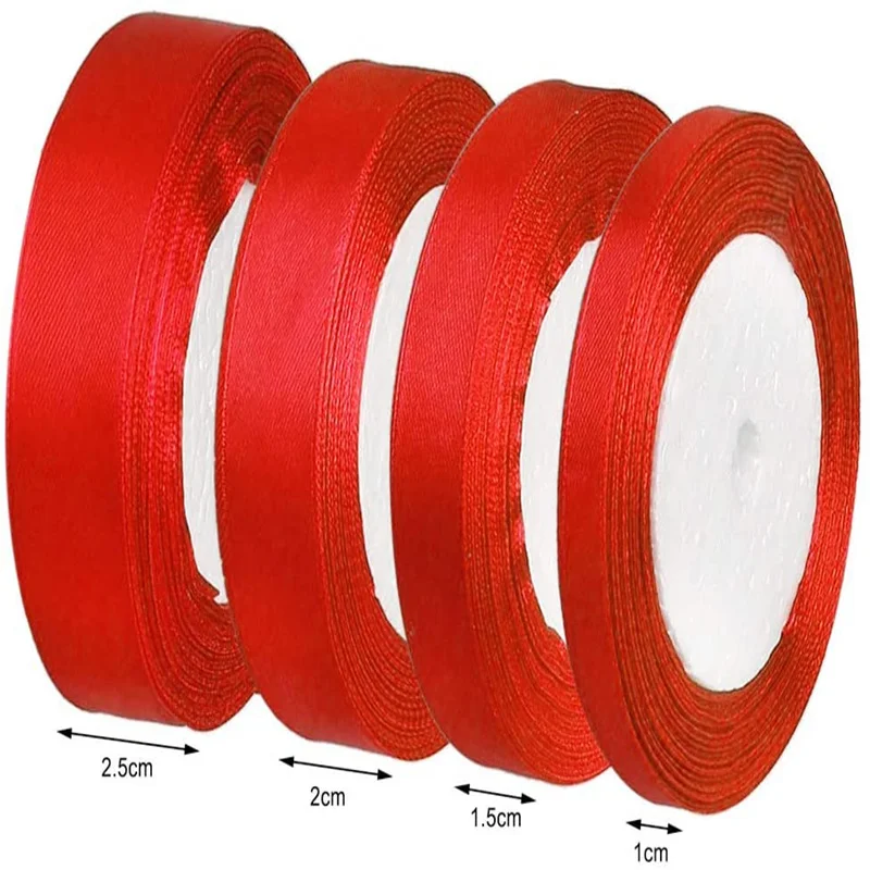 Красивая атласная красная лента ручной работы с бантом 6 мм 50 25 ярдов/Партия DIY