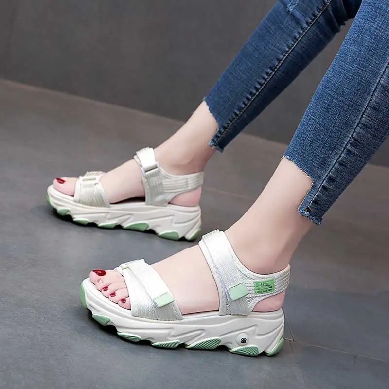 

Women Thick Bottom Sandals Ladies Platform Wedge Open Toes Sandal Female 2021 Summer Walk Casual Antiskid Beach Shoes