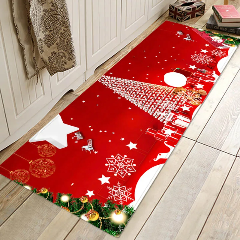 Christmas mat a Рождественский коврик, Рождественский праздничный коврик, рождественские вечерние коврики, домашние фланелевые Нескользящие впитывающие мягкие коврики - Цвет: Christmas mat a