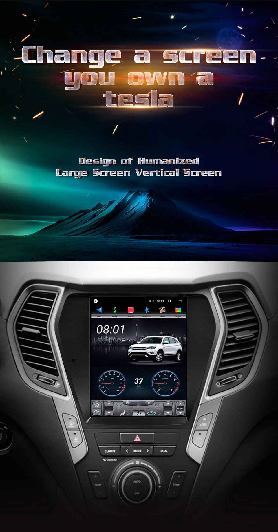 64 г ПЗУ вертикальный экран android gps Мультимедиа Видео Радио плеер в тире для hyundai IX45 сатана fe автомобильный навигатор стерео