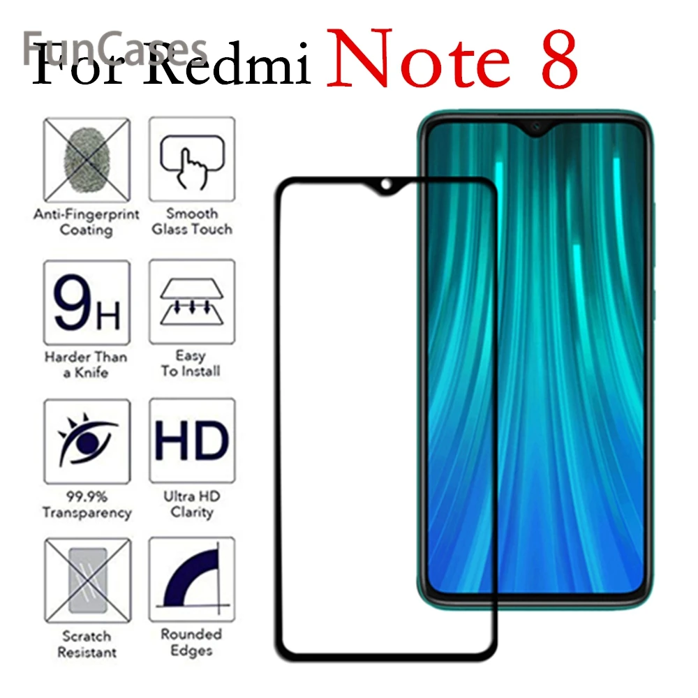Защитная пленка на весь экран для Redmi Note 8 Pro закаленное стекло Xiaomi Sklo hmnote
