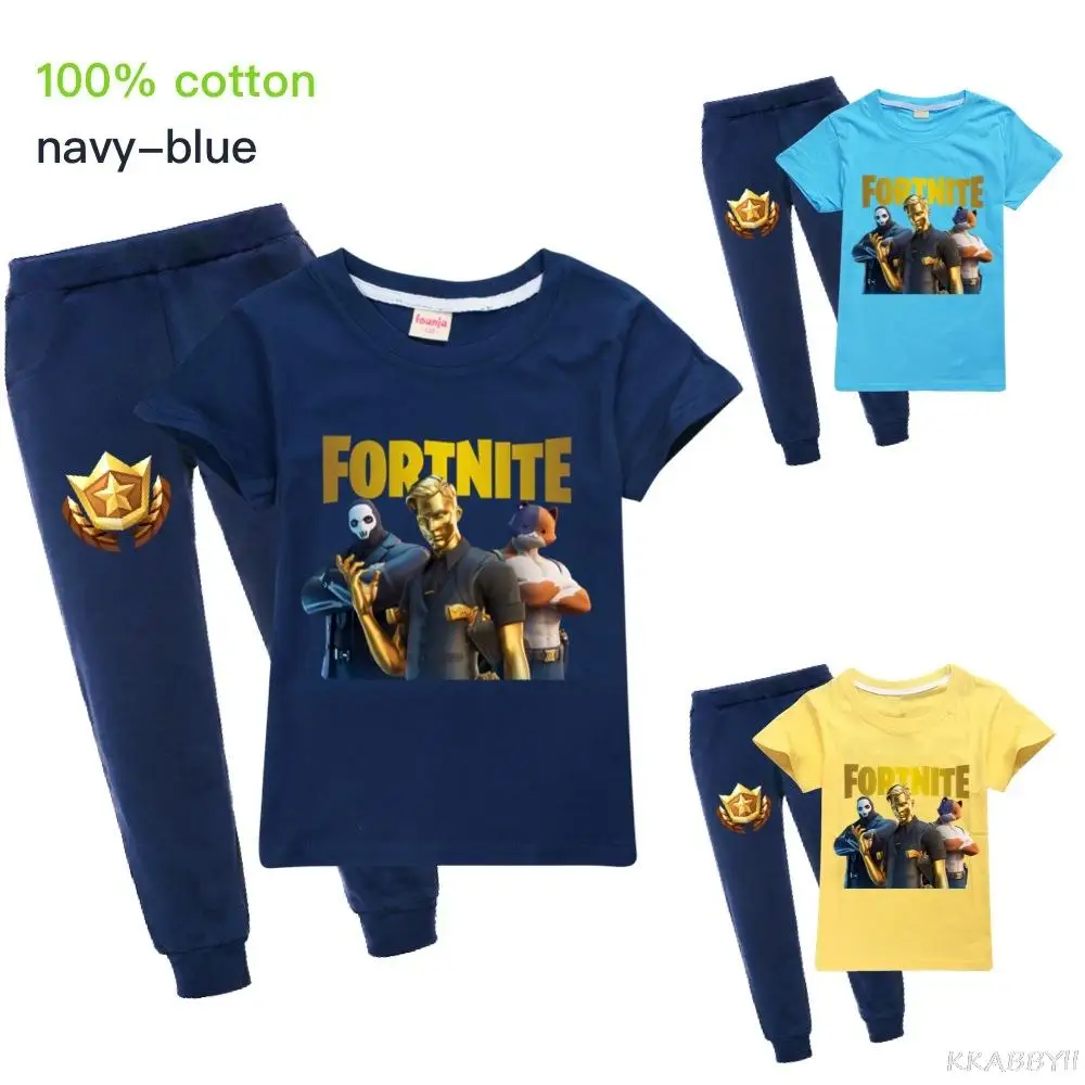 Детская Хлопковая одежда Fortnites для девочек футболка маленьких мальчиков и летние