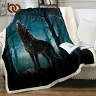 Одеяло BeddingOutlet с волчьим шерпой, животные, волки одеяло на заказ, одеяло с 3D рисунком леса, покрывало для кровати с лунным светом