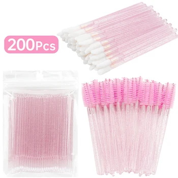 200 Pcs Disposable Crystal Makeup Brushes Tool Set Eyelash Lip Microbrush Mascara Wands Applicator Swab Eyelash Extension Tools 1