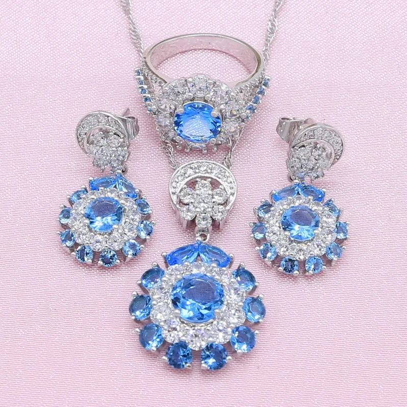 Комплект из колье серёг и кольца с кристаллами | Украшения аксессуары