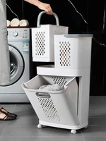 universal wheel design laundry basket ins style clothes storage basket hollow out design household classification laundry basket