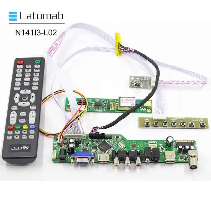 Latumab ЖК-дисплей/светодиодный контроллер драйвер платы для N141I3-L02 ТВ + HDMI VGA CVBS USB 14 1