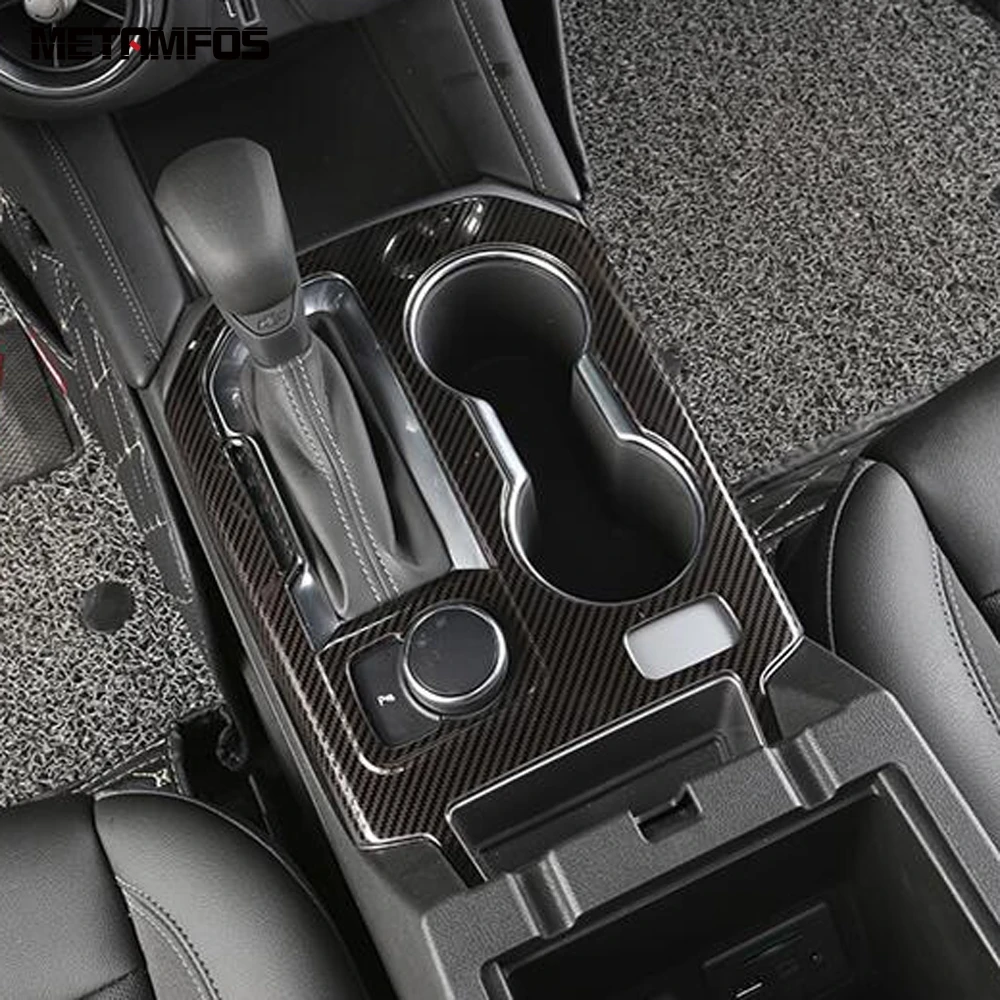 

For Chevrolet Blazer 2019 2020 Cup Holder Water Bottle Frame Gear Shift Box Cover Trim Carbon Fiber Accessories Car Styling