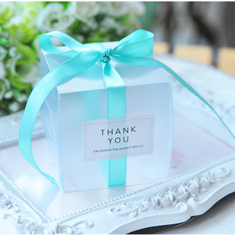 6x6x6cm PVC Clear Candy Boxes Wedding Decorations Party Supplies Gift Box Baby Shown Favors with Ribbon | Дом и сад